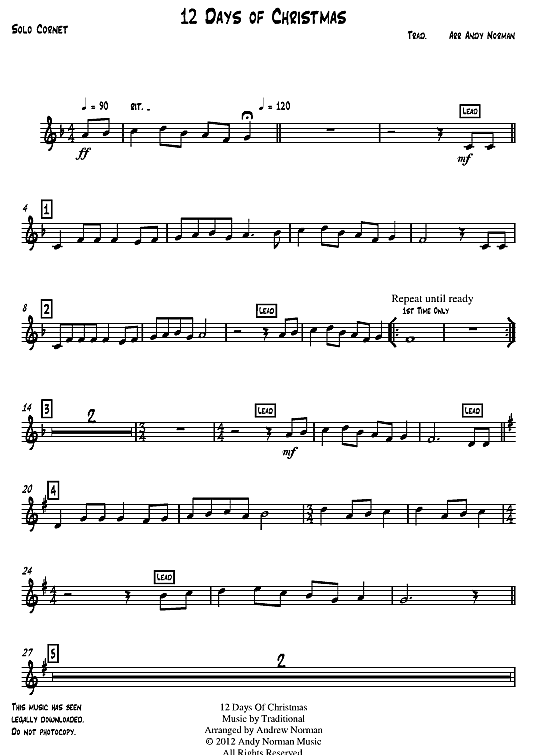 12 Days Of Christmas Brass Band PDF Noten von Traditional in fbd17405