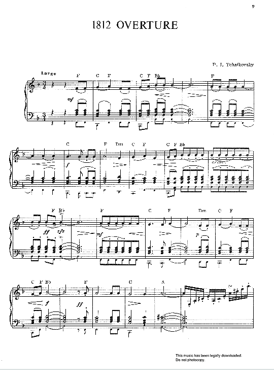1812 overture klavier solo pyotr ilyich tchaikovsky