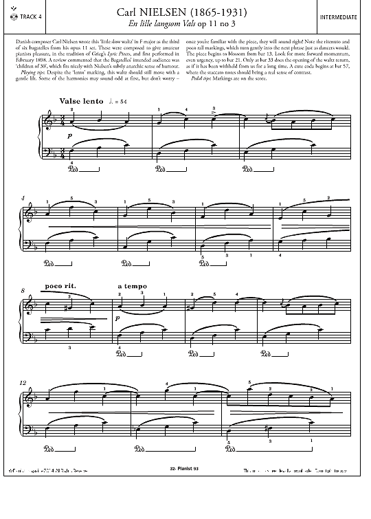 a little slow waltz, op.11 no.3 klavier solo carl nielsen