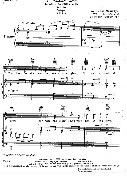 A Rainy Day In Vancouver Noten Kostenlos A Rainy Day from Flying Colours Klavier & Gesang - PDF Noten von Howard