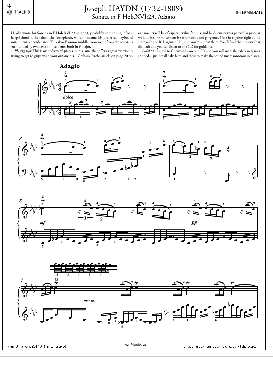 adagio from sonata in f hob xvi:23  klavier solo joseph haydn