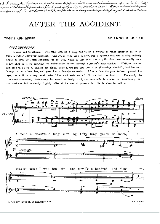 After The Accident Klavier & Gesang PDF Noten von Arnold Blake in C