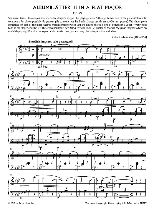 albumblatter iii in a flat major klavier solo robert schumann