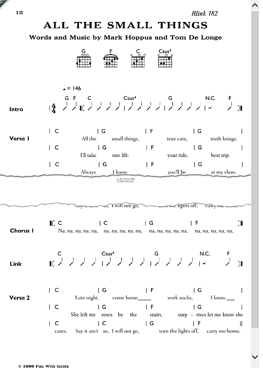 all the small things songbook mit akkorden blink 182