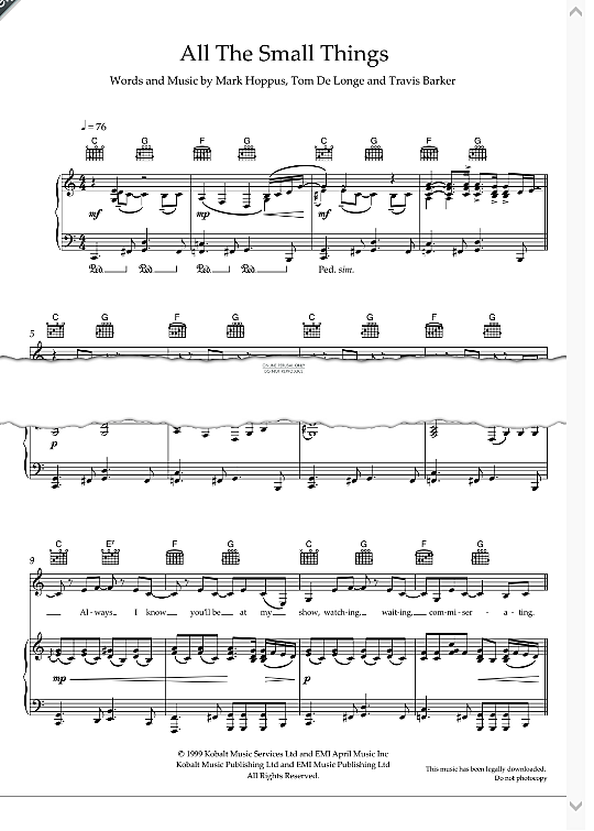 All The Small Things Klavier, Gesang & Gitarre PDF Noten von Puddles Pity Party in C Dur All The Small Things Klavier, Gesang & Gitarre PDF Noten von Puddles Pity Party in C Dur