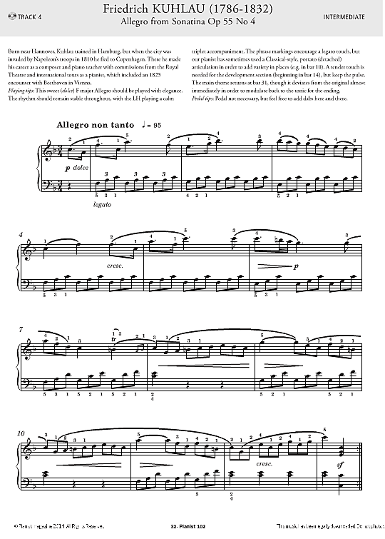 allegro from sonatina op.55, no.4 klavier solo friedrich kuhlau
