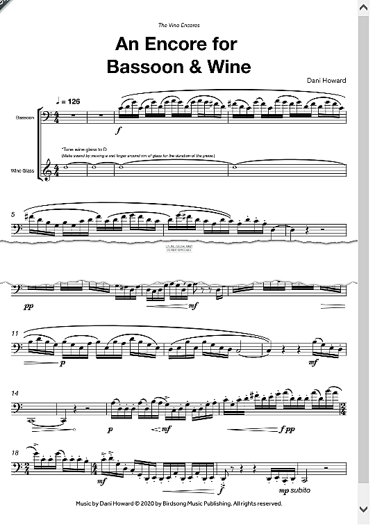 An Encore for Bassoon and Wine Solo 1 St. PDF Noten von Dani Howard