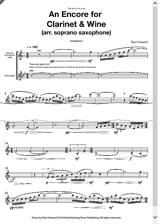 An Encore for and Wine Solo 1 St. PDF Noten von Dani Howard in fbd47548