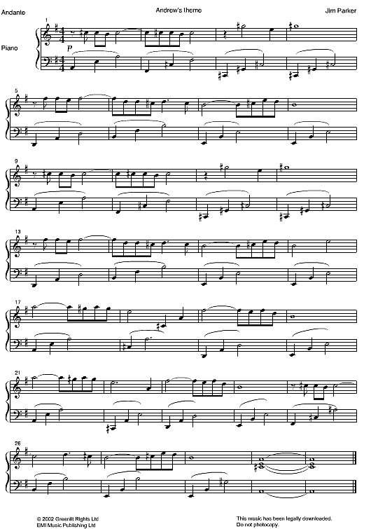 Andrew s Theme from Foyle s War Klavier Solo PDF Noten von Jim Parker in G Dur fbd30598