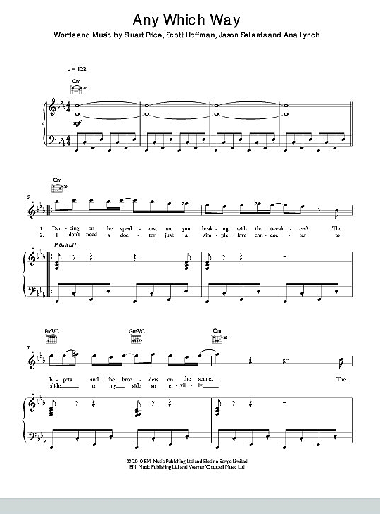 Any Which Way Klavier, Gesang & Gitarre PDF Noten von Scissor Sisters