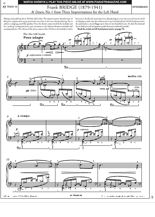 at dawn, no.1 from three improvisations for the left hand klavier solo frank bridge