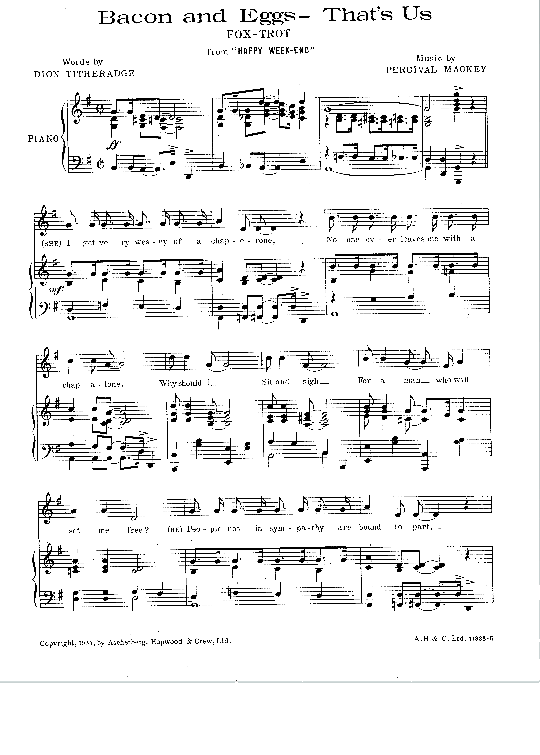 Bacon And Eggs That Us Klavier & Gesang PDF Noten von Percival