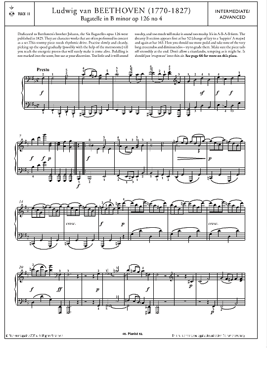 bagatelle in b minor op.126 no.4 klavier solo ludwig van beethoven