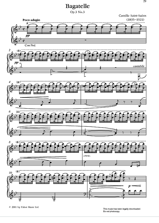 bagatelle op.3, no.3 klavier solo camille saint saens