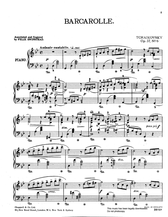 barcarolle op. 37 no.6 klavier solo pyotr ilyich tchaikovsky