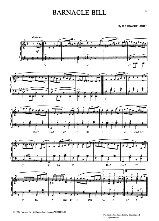 barnacle bill (blue peter theme) klavier solo ashworth hope