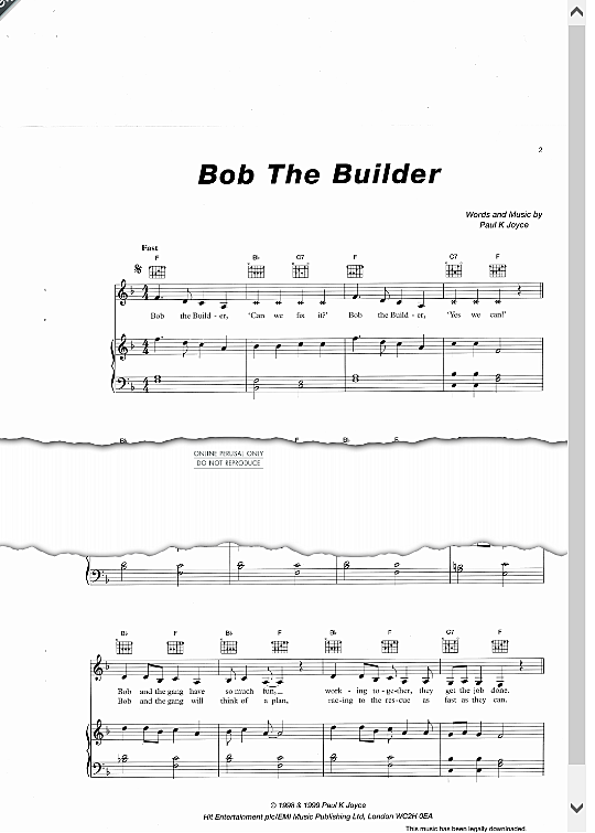 bob the builder klavier gesang & gitarre paul joyce