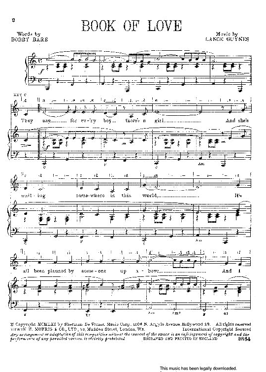 Book Of Love Klavier, Gesang & Gitarre PDF Noten von Doug Sheldon in