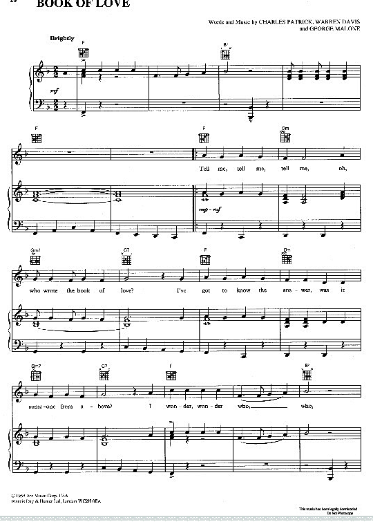 Book Of Love Klavier, Gesang & Gitarre PDF Noten von The Monotones in