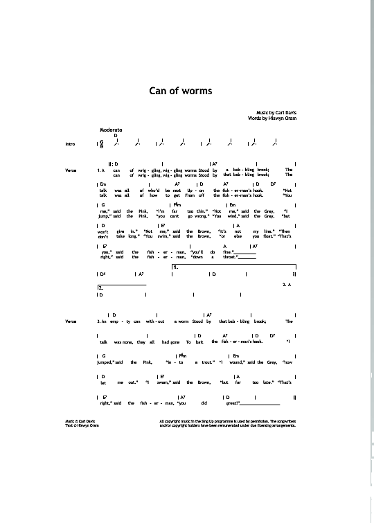Can of worms Songbook mit Akkorden PDF Noten von Carl Davis in fbd