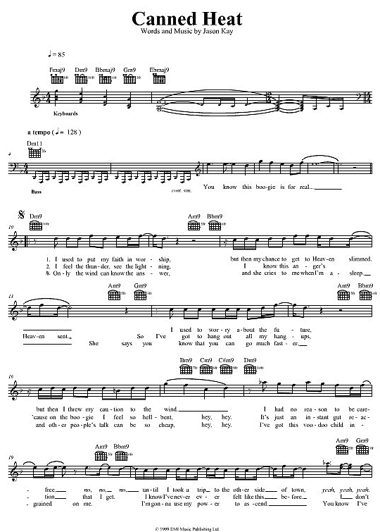 Canned Heat Melodie & Akkorde PDF Noten von Jamiroquai in fbd1186