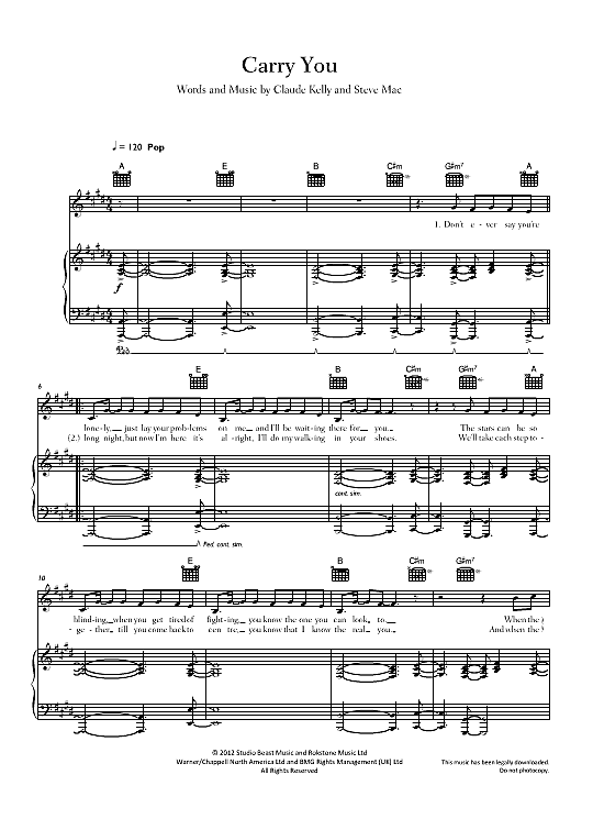 Carry You Klavier, Gesang & Gitarre PDF Noten von Union J in fbd19737
