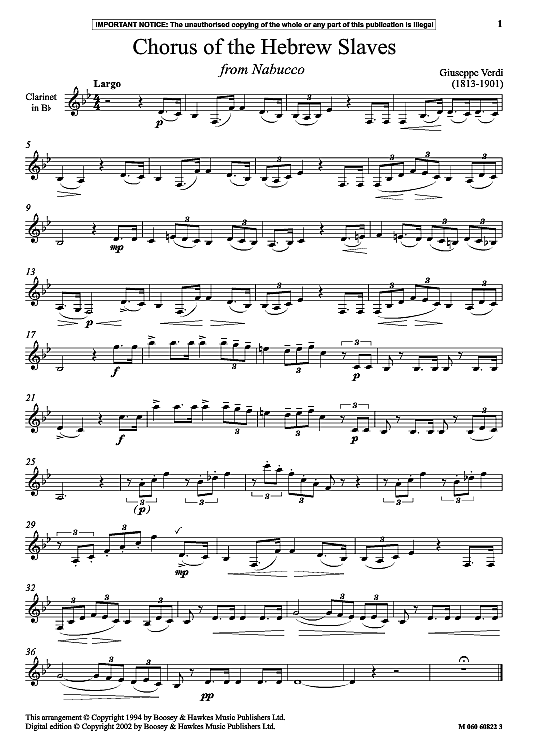 chorus of the hebrew slaves from nabucco klavier & melodieinstr. giuseppe verdi