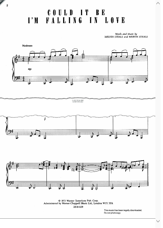 Could It Be I m Falling In Love Klavier, Gesang & Gitarre PDF Noten