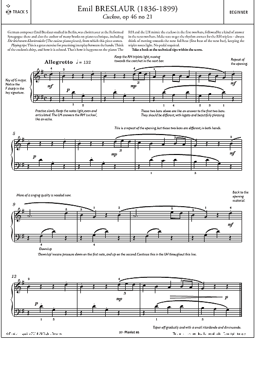 cuckoo, op.46, no.21 klavier solo emil breslaur