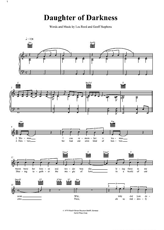 Daughter Of Darkness Melodie & Akkorde PDF Noten von Tom Jones in