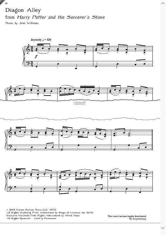 Diagon Alley from Harry Potter And The Sorcerer s Stone Klavier Solo PDF Noten von John in C