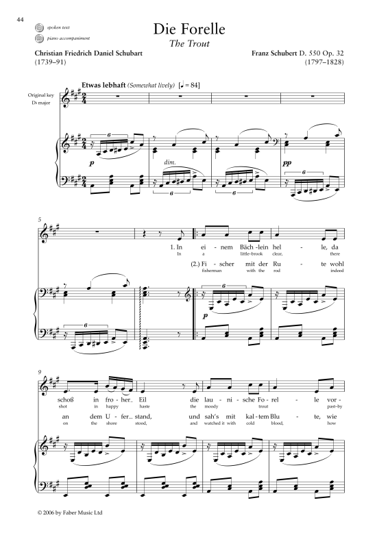 die forelle d. 550 op.32 klavier & gesang franz schubert