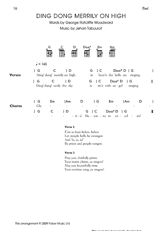 ding dong merrily on high ukulele chord songbook jehan tabourot