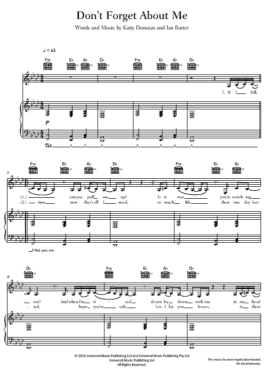 Don t About Me Klavier, Gesang & Gitarre PDF Noten von Cloves