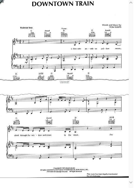 Downtown Train Klavier, Gesang & Gitarre PDF Noten von Rod Stewart in