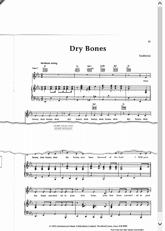 dry bones dem bones klavier gesang & gitarre traditional spiritual