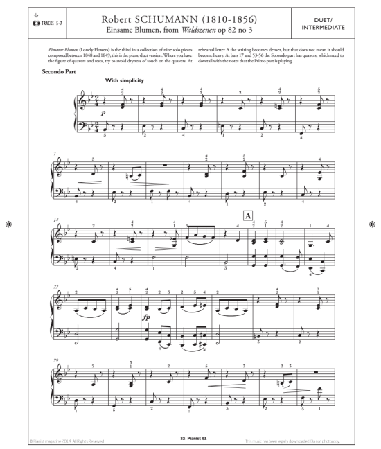 einsame blumen from waldszenen op.82, no.3  klavier vierhndig robert schumann