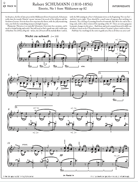 eintritt, no.1 from waldszenen op.82  klavier solo robert schumann