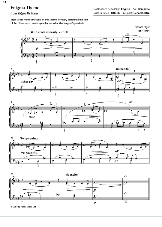 enigma theme from enigma variations  klavier einfach edward elgar