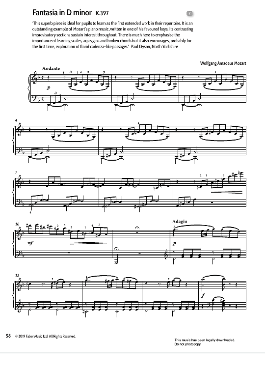 fantasia in d minor k.397 klavier solo wolfgang amadeus mozart