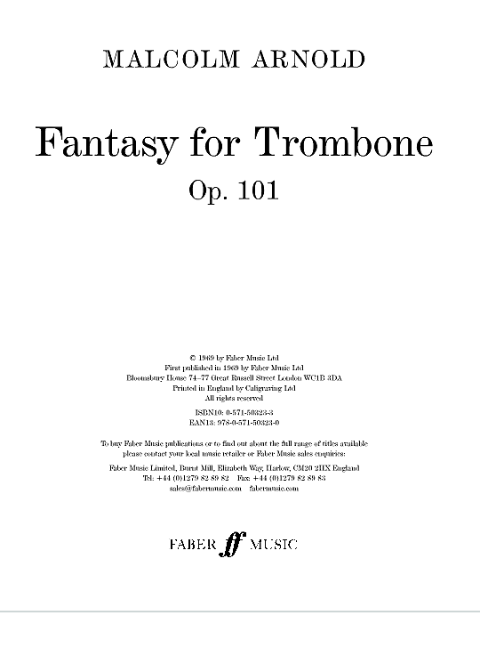 fantasy for trombone op.101 solo 1 st. malcolm arnold