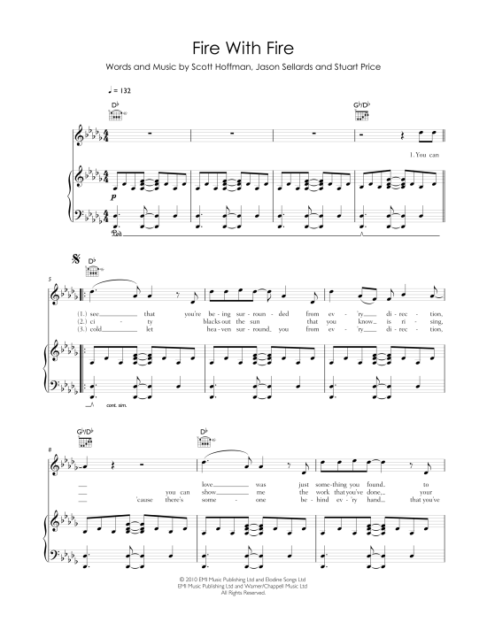 Fire With Fire Klavier, Gesang & Gitarre PDF Noten von Scissor