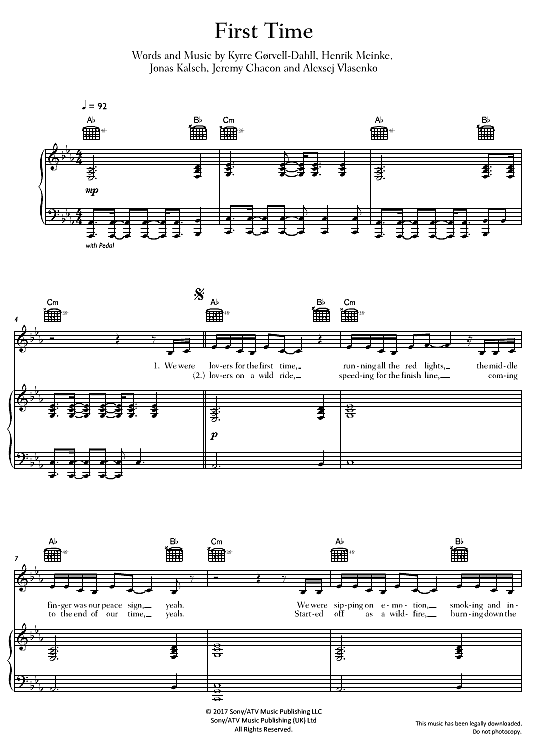 First Time Klavier, Gesang & Gitarre PDF Noten von Kygo in C Moll