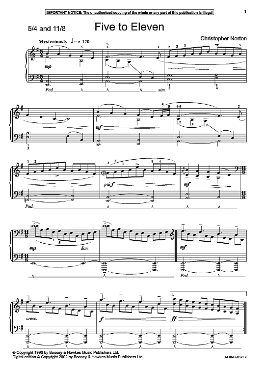 Five To Eleven Klavier Solo - PDF Noten von Christopher Norton in - fbd ...