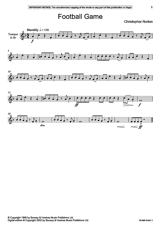 Football Game Klavier & Melodieinstr. PDF Noten von Christopher