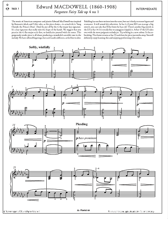 forgotten fairy tale op.4 no.1 klavier solo edward macdowell