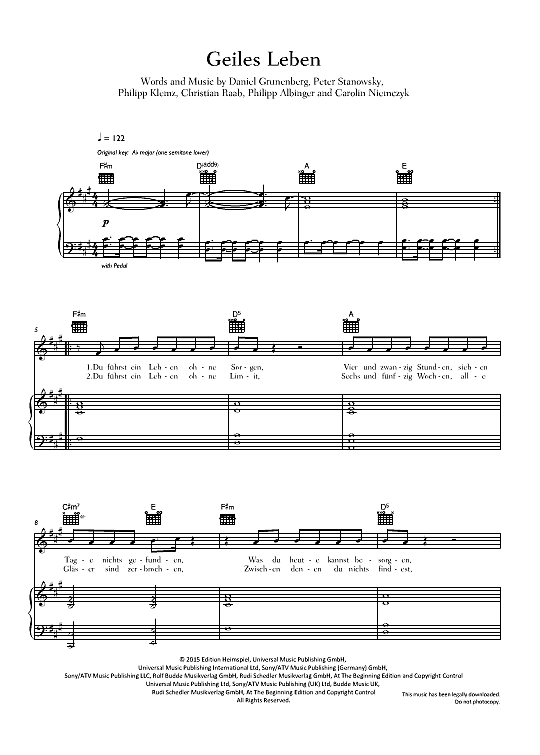 geiles leben klavier gesang & gitarre glasperlenspiel