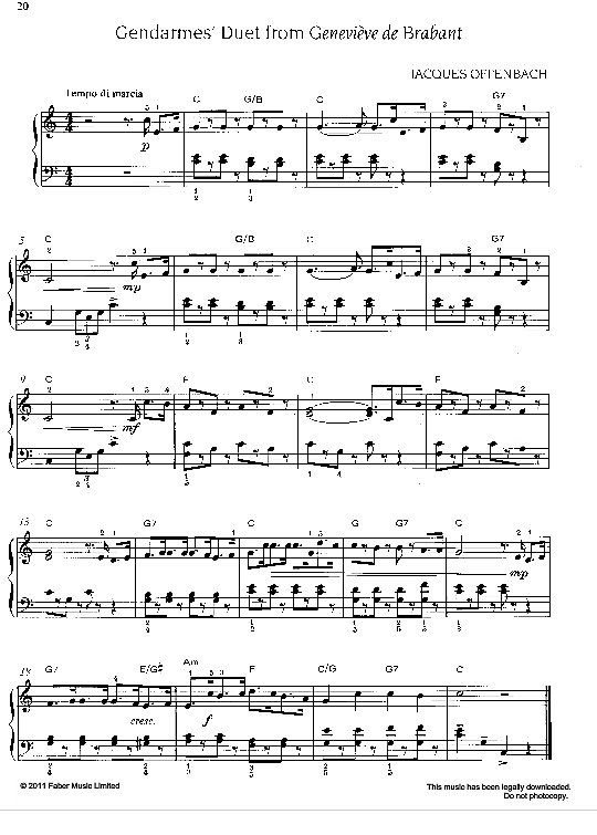gendarmes' duet (from 'genevieve de brabant') klavier solo jacques offenbach