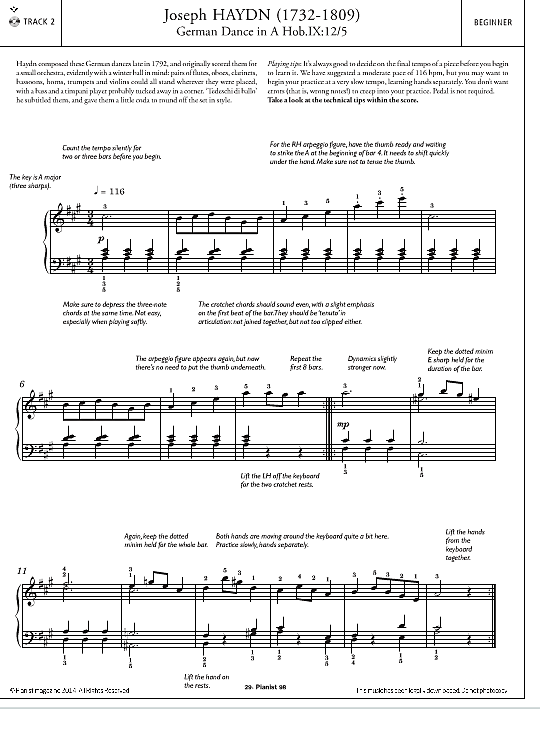 german dance in a hob.ix:12/5 klavier solo joseph haydn