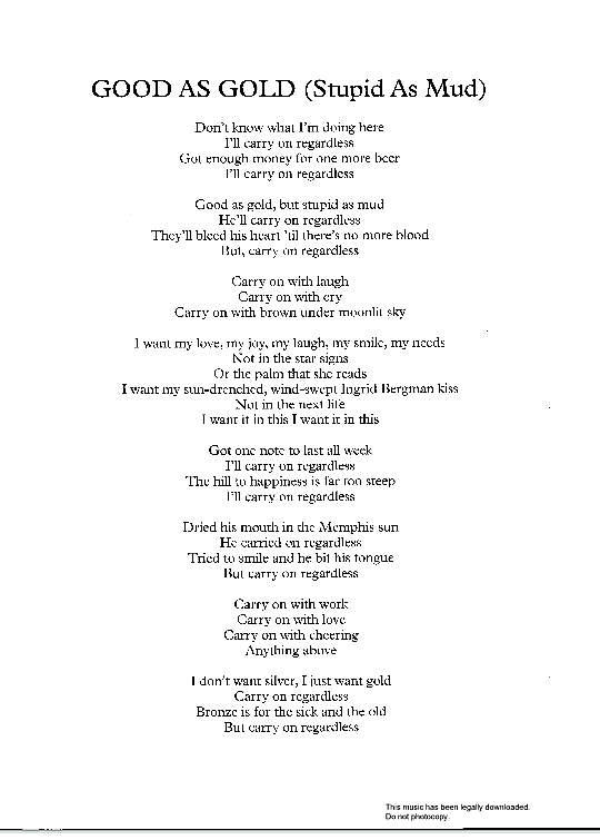 Good As Gold Stupid As Mud Klavier, Gesang & Gitarre PDF Noten von